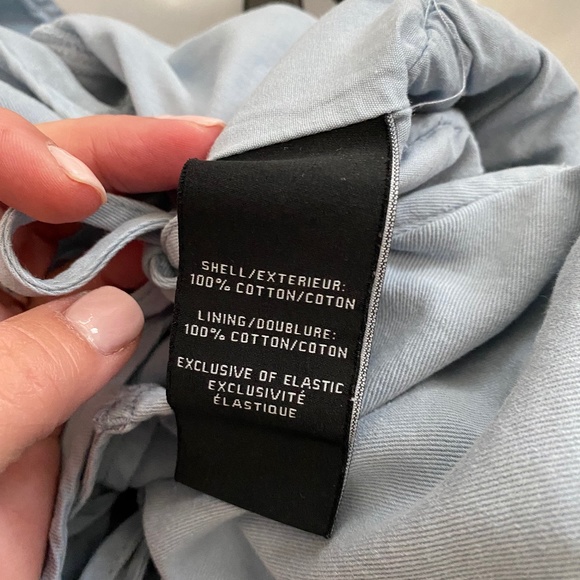 Madewell Blue Chambray Cotton Bow Tie Back Ruffle Short Sleeve Shift Dress Sz L - Picture 7 of 7